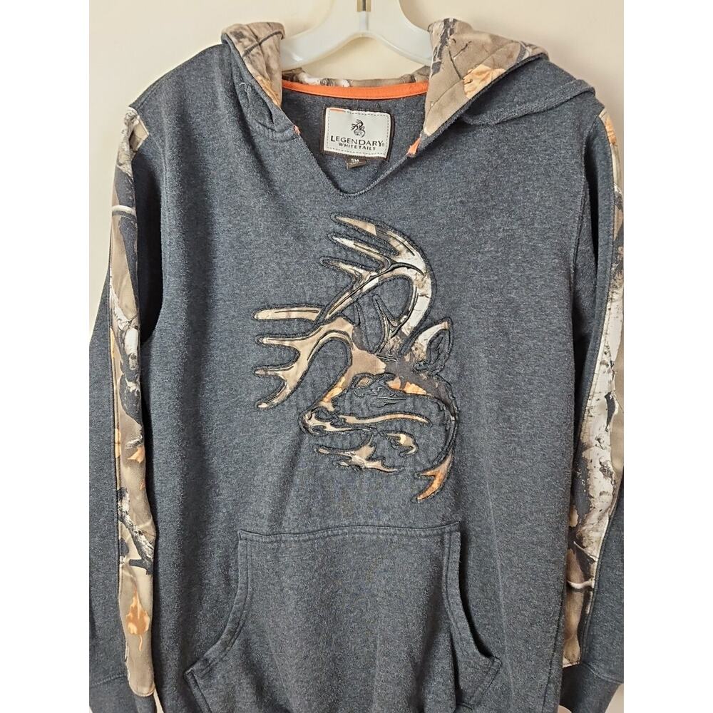 Legendary Whitetails Sweatshirt Hoodie Mens Sz Small Gray Camo Outfitter Deer